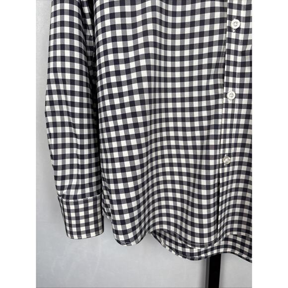 Mizzen + Main Button Up Shirt Mens Medium Trim Fit Gray Gingham No Iron Workwear - Picture 4 of 12
